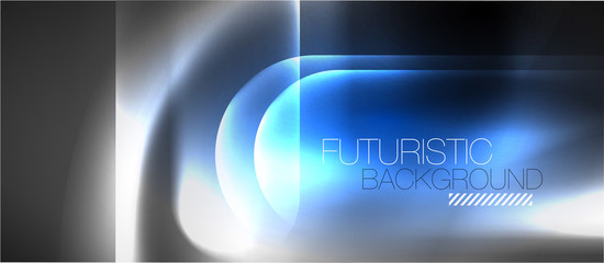 Fototapeta premium Neon glowing techno lines, hi-tech futuristic abstract background template