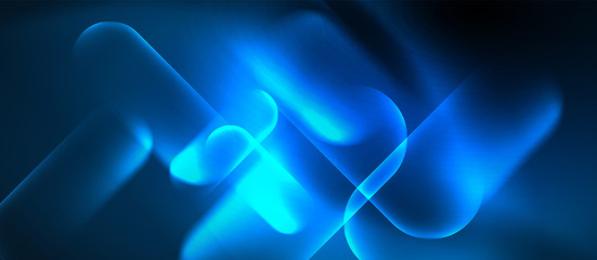 Blue neon round shapes techno background