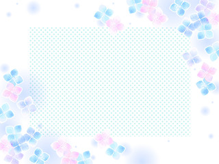 色とりどりの紫陽花の花のイラスト背景、水彩風
