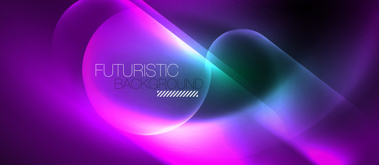 Neon glowing techno lines, hi-tech futuristic abstract background template