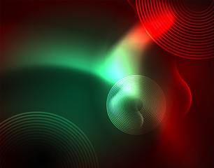 Shiny neon geometric waves template