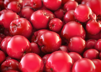 Pile of fresh red shiny apples 3d illustration