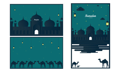 Abstract Ramadan Kareem decorative banners set vector - Vector