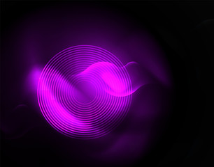 Shiny neon geometric waves template