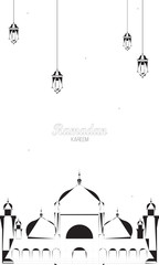 Illustration of Ramadan Kareem with Arabic lamp for the celebration of Muslim community festival. - Vector