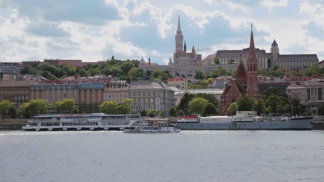 Standing footage from the side of buda and region of Matthias Church in Budapest.