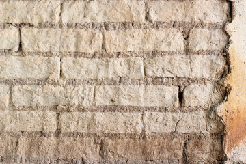 Wall texture made with mud blocks, Traditional Venezuelan technique. Texture of old bricks
