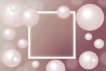 Pink Pearls around rectangular white frame on gradient background