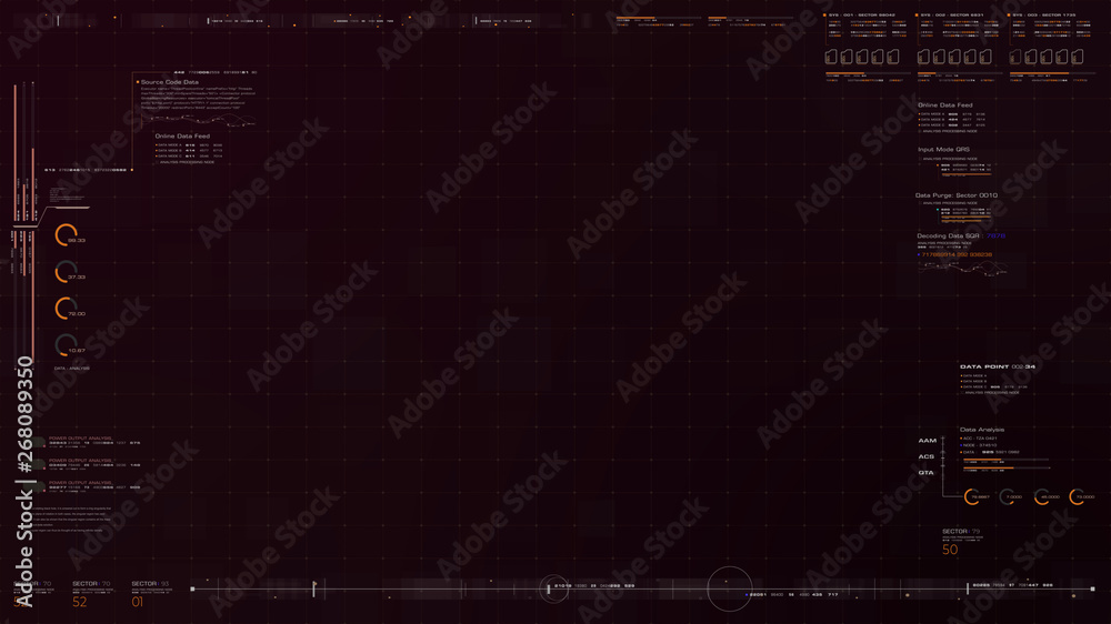 Poster Futuristic graphic user interface head up display screen with digital holographic Nuclear Fusion energy simulator display for digital background