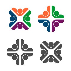 Fototapeta na wymiar Team Work Cross Logo Template