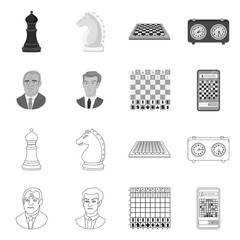 Isolated object of checkmate and thin logo. Collection of checkmate and target vector icon for stock.