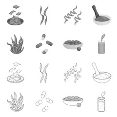 Vector design of protein and sea icon. Set of protein and natural stock vector illustration.