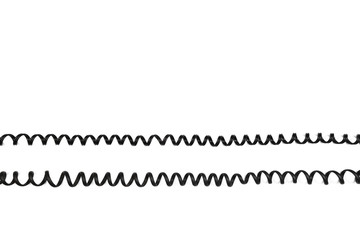 Black curl power cable socket isolated on white background