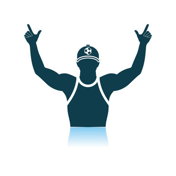Football Fan With Hands Up Icon