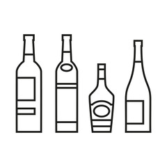 Butelki alkoholu. Zestaw ikon wektor