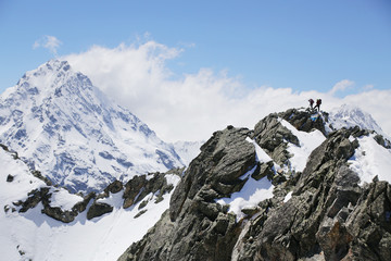 alpinism in the snowy mountains