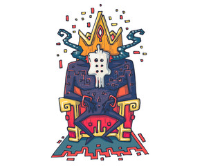 monster with mystic mask. Cartoon illustration for print and web. Character in the modern graphic style.