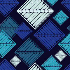 Ethnic boho seamless pattern. Embroidery on fabric. Patchwork texture. Weaving. Traditional ornament. Tribal pattern. Folk motif. Can be used for wallpaper, textile, invitation card, wrapping, web.