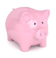 3d render of piggy bank over white