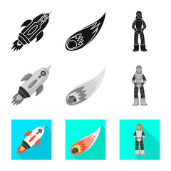 Vector illustration of astronomy and technology  icon. Set of astronomy and sky vector icon for stock.