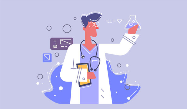 Vector medical icon doctor. Doctor with stethoscope. Medic Illustration in a flat style.