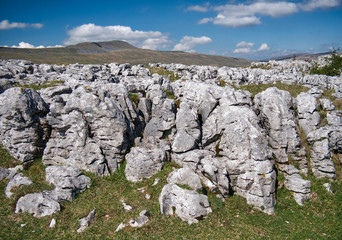 Limestone pavement - an area of limestone eroded by water - on Southerscale Scars in the Yorkshire...