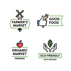 Vector Organic Farmers Food Label Set