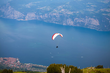 Paraglider over lake Garda