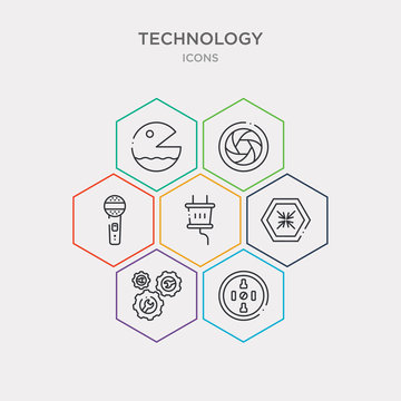 Simple Set Of Round Socket, Services, Digitate, Basic Plug Icons, Contains Such As Icons Basic Microphone, Camera Shutter, Pac Man And More. 64x64 Pixel Perfect. Infographics Vector