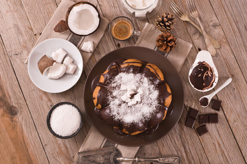 Chocolate coconut cake.