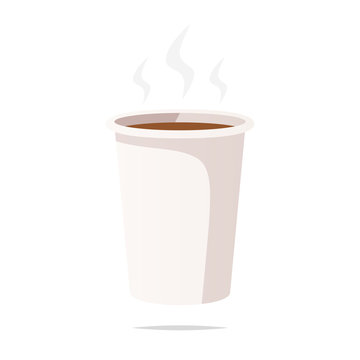 Hot coffee in disposable cup vector isolated