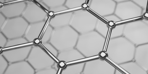 Graphene molecular nano technology structure on a background - 3d rendering