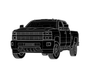 Pickup truck vector draw isolated on white © mowgli