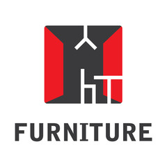 vector logo for shop selling furniture, sofa and wardrobe