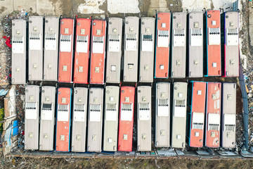 Old motor vehicles piled up waiting to be dismantled and eliminated