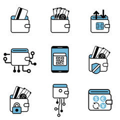 Digital Wallet payment exchange icon set