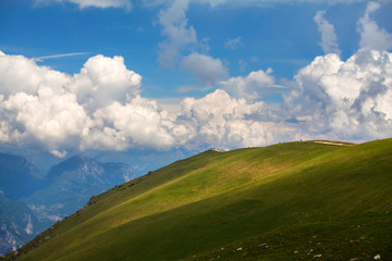 Fototapeta premium Bright alpine landscape with blue sky