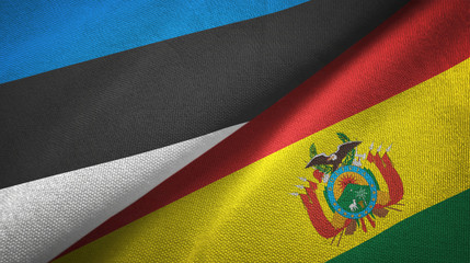 Estonia and Bolivia two flags textile cloth, fabric texture 