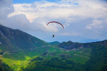 Paragliding over the mountains