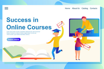 Web page templates of education, refers to online learning courses, which shows successful passing of the exams and graduation process online.