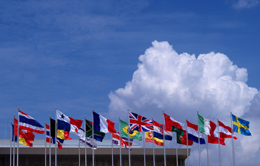 Obraz premium National flag blue sky background .