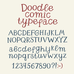 Hand drawn playful vector font