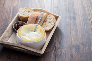 typical portuguese cheese with bread and olives