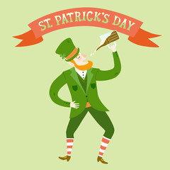 Cartoon leprechaun with beer