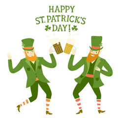 Cartoon leprechauns with beer