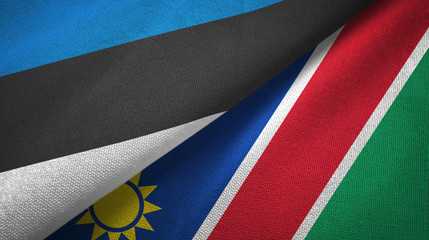 Estonia and Namibia two flags textile cloth, fabric texture