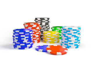 Stack of casino chip isolated on white background