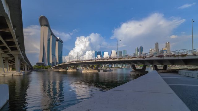 time lapse clips of Singapore skyline and financial buildings on a beautiful daylight