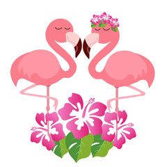 Pink cute pink flamingos vector illustration