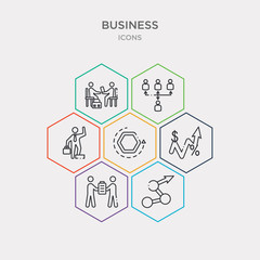 simple set of measure success, partners in business, increase rate, return of investment icons, contains such as icons man succesing, increase team work, work parteners and more. 64x64 pixel